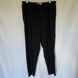 Christy Woman Black Pleated High-Waisted Trousers Size 16 wide leg style pants